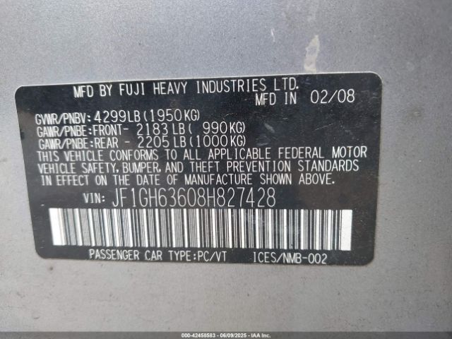 2008 SUBARU IMPREZA OUTBACK SPORT JF1GH63608H827428 Photo 8