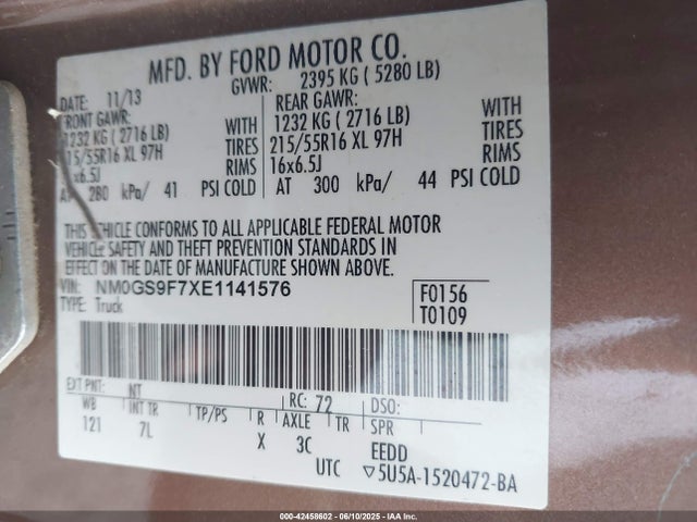 NM0GS9F7XE1141576 Ford Transit Connect Xlt