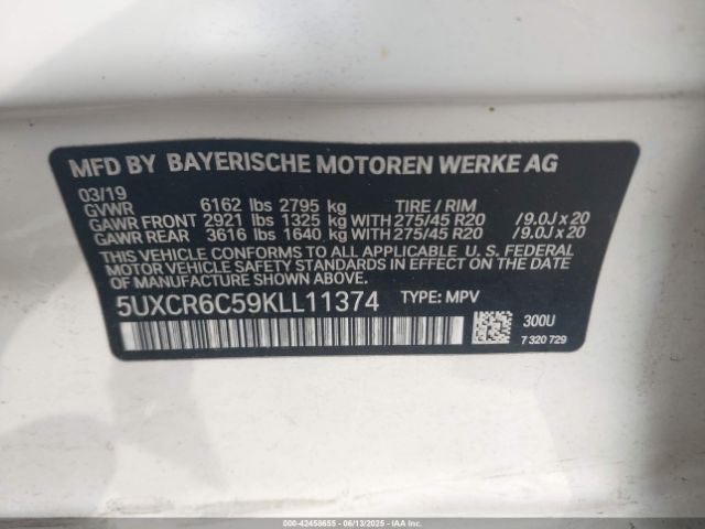 2019 BMW X5 5UXCR6C59KLL11374 Photo 8