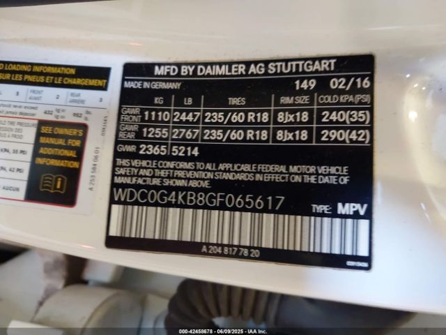 2016 MERCEDES-BENZ GLC 300 WDC0G4KB8GF065617 Photo 8