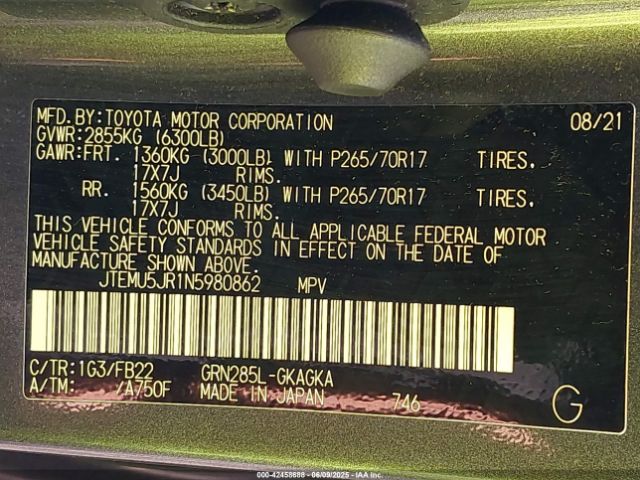 2022 TOYOTA 4RUNNER JTEMU5JR1N5980862 Photo 8