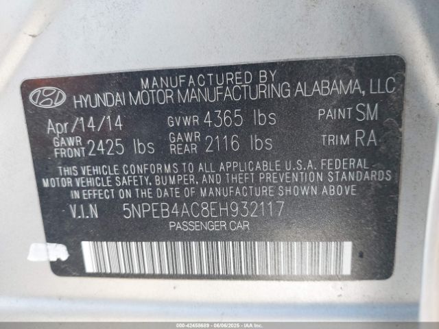 5NPEB4AC8EH932117 Hyundai gamma