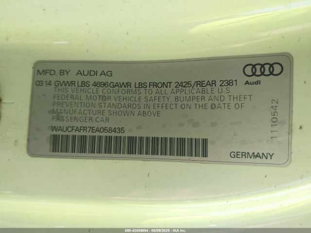 2014 AUDI A5 WAUCFAFR7EA058435 Photo 8
