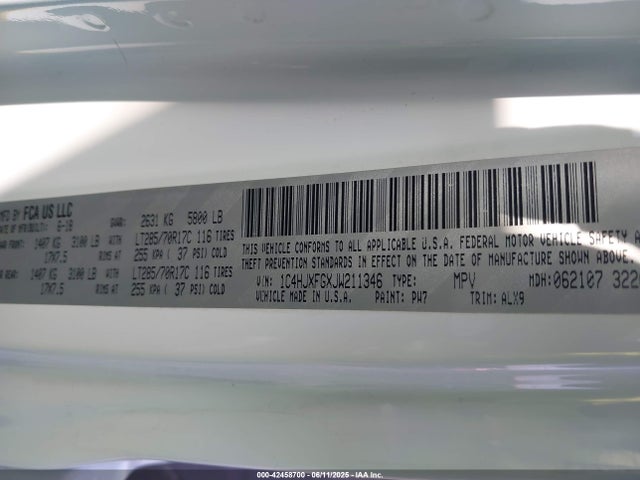 1C4HJXFGXJW211346 Jeep 2018
