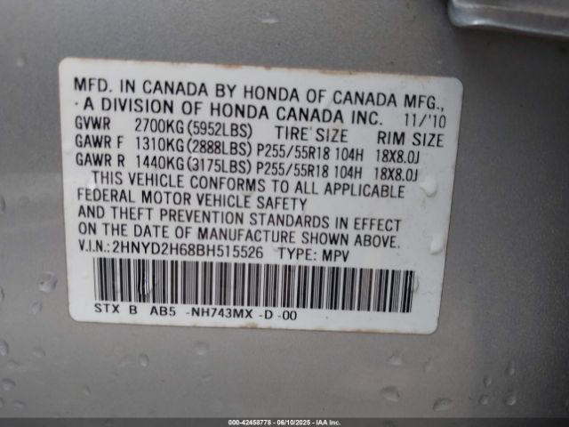 2011 ACURA MDX 2HNYD2H68BH515526 Photo 8