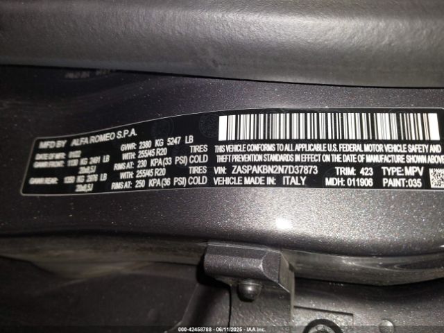 2022 ALFA ROMEO STELVIO ZASPAKBN2N7D37873 Photo 8