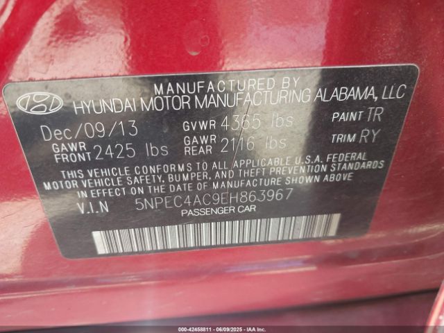 5NPEC4AC9EH863967 Hyundai SONATA SE