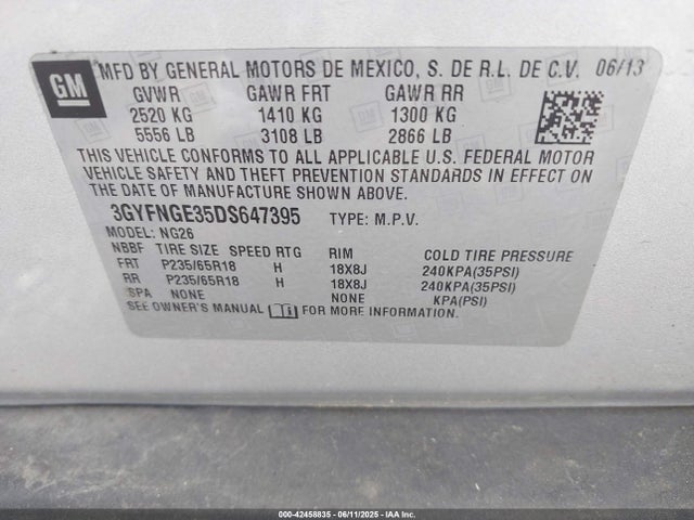 2013 CADILLAC SRX 3GYFNGE35DS647395 Photo 8