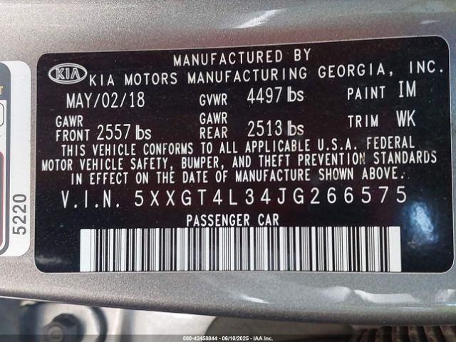 5XXGT4L34JG266575 KIA gdi