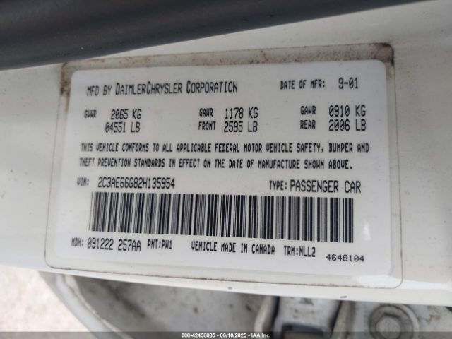 2002 CHRYSLER 300M 2C3AE66G82H135954 Photo 8