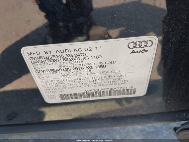 2011 AUDI Q5 WA1CFAFP3BA077118 Photo 8