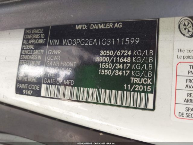 WD3PG2EA1G3111599 Mercedes-Benz Metris