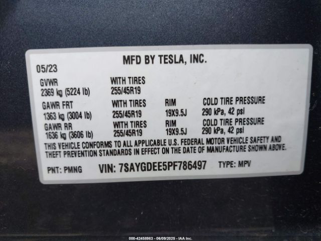 2023 TESLA MODEL Y 7SAYGDEE5PF786497 Photo 8
