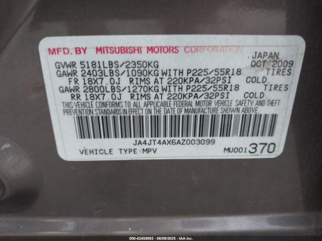 2010 MITSUBISHI OUTLANDER JA4JT4AX6AZ003099 Photo 8