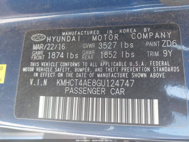KMHCT4AE8GU124747 Hyundai dohc gdi gamma