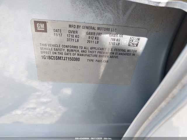 1G1BC5SM7J7150380 Chevrolet le2 -di: direct injection, vvt: variable valve timing, gen, alum