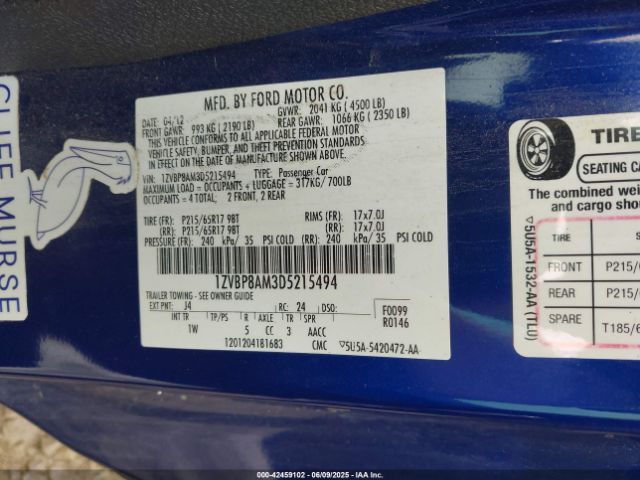 2013 FORD MUSTANG 1ZVBP8AM3D5215494 Photo 8