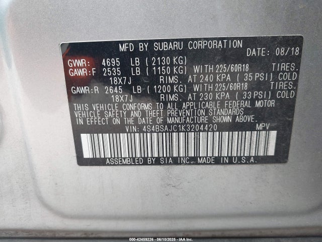 4S4BSAJC1K3204420 Subaru na u5