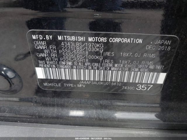 JA4AP3AU0KU018832 Mitsubishi mivec