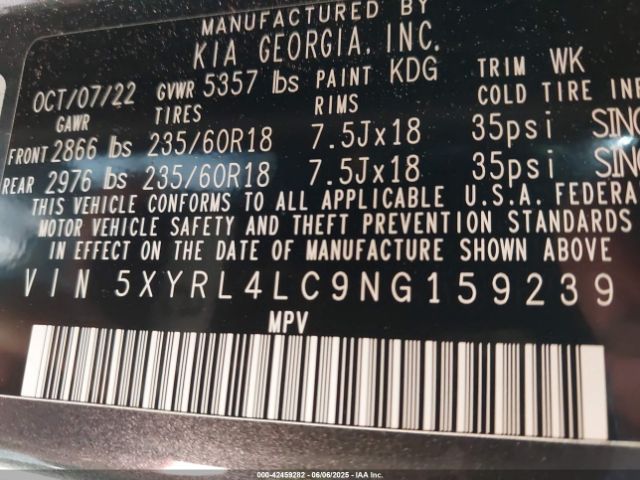 2022 KIA SORENTO 5XYRL4LC9NG159239 Photo 8