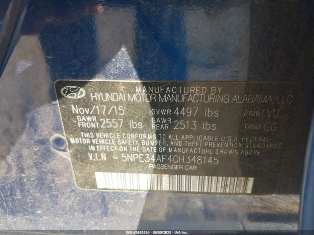 5NPE34AF4GH348145 Hyundai dohc gdi theta-ii