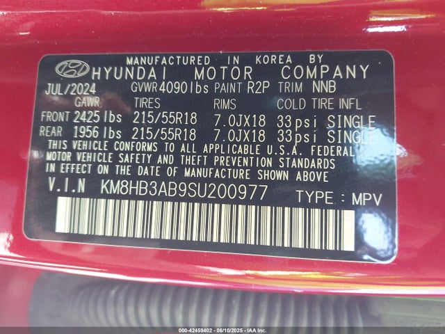 KM8HB3AB9SU200977 Hyundai Kona Sel