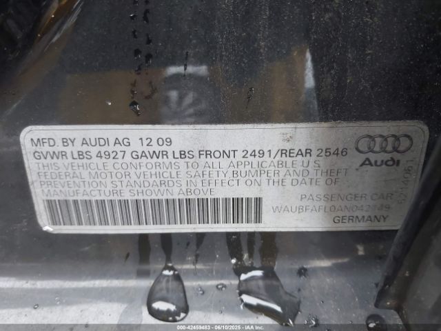 2010 AUDI A4 WAUBFAFL0AN042149 Photo 8