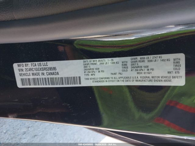 2C4RC1GGXSR539595 Chrysler Pacifica Limited