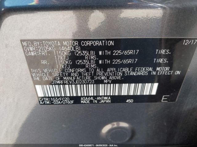 JTMRFREV3JD230723 Toyota Rav4 Xle