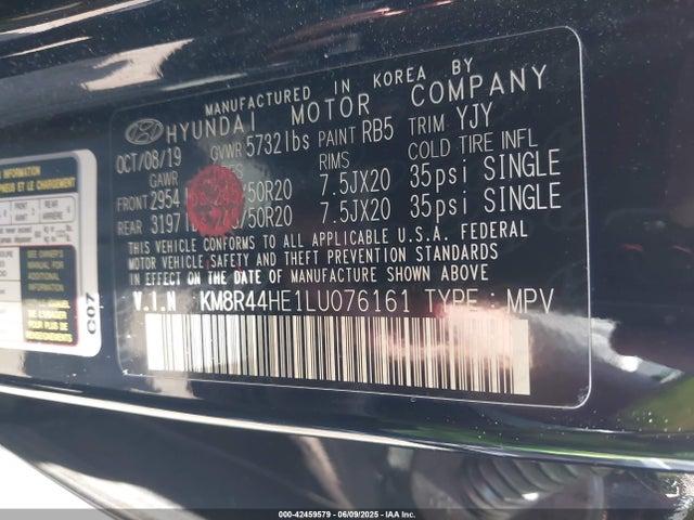 KM8R44HE1LU076161 Hyundai gdi lambda ii