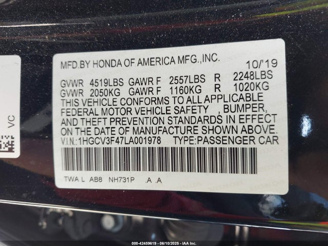 Honda lfb2 2020 1HGCV3F47LA001978 Image 9