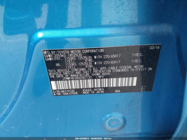 JTMWFREV8GD087120 Toyota Rav4 Xle