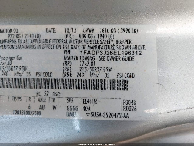 Ford 2014 2014 1FADP3J26EL196312 Image 9