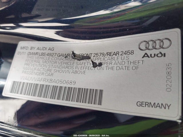 2011 AUDI S5 WAUVVAFRXBA050689 Photo 8