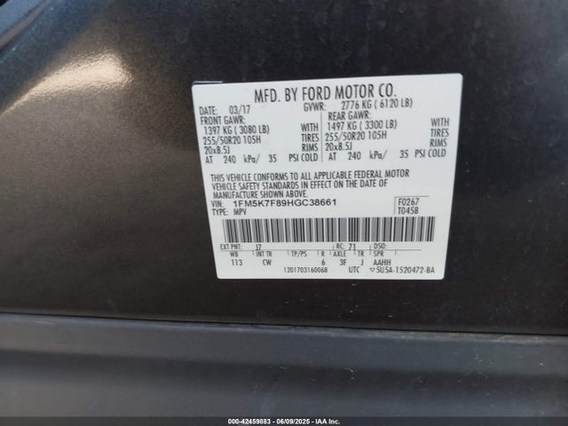 Ford 3.5l ti-vct 2017 1FM5K7F89HGC38661 Image 9
