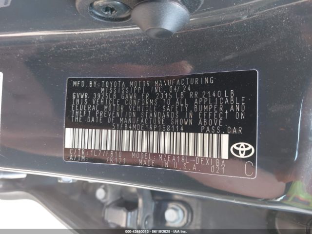 5YFB4MDE1RP168114 Toyota COROLLA LE