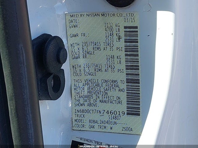 Nissan Frontier 2015 1N6BD0CT7FN746019 Image 9