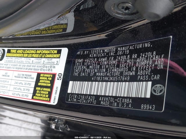 4T1B31HK3KU517649 Toyota a25a-fxs port+direct
