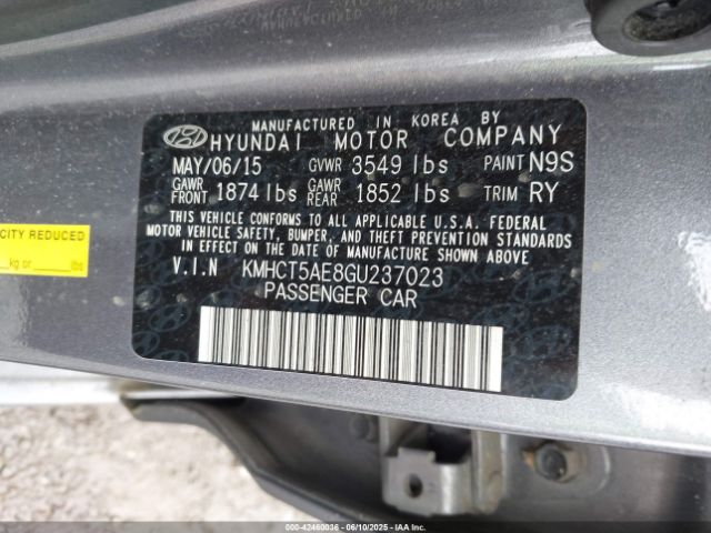 KMHCT5AE8GU237023 Hyundai ACCENT SE