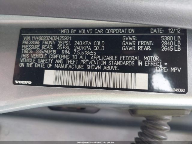 2013 VOLVO XC60 YV4902DZ4D2425921 Photo 8