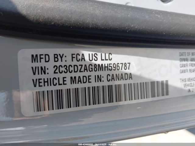 2C3CDZAG8MH596787 Dodge 2021