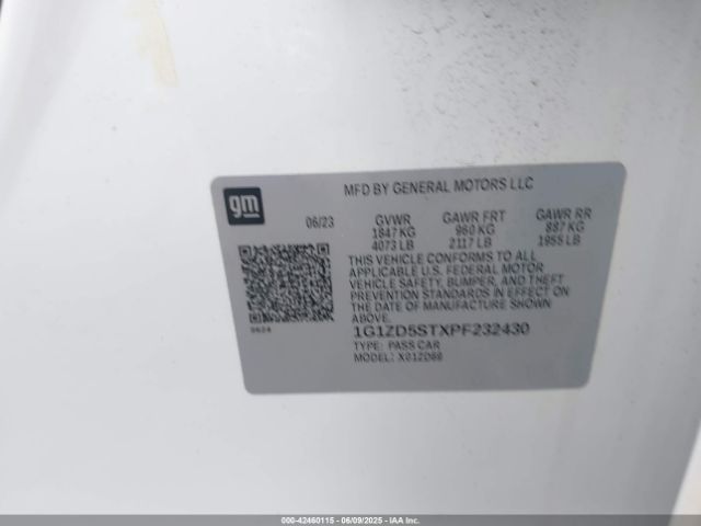 1G1ZD5STXPF232430 Chevrolet Malibu Fwd 1lt