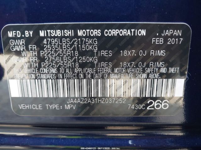 2017 MITSUBISHI OUTLANDER JA4AZ2A31HZ037252 Photo 8