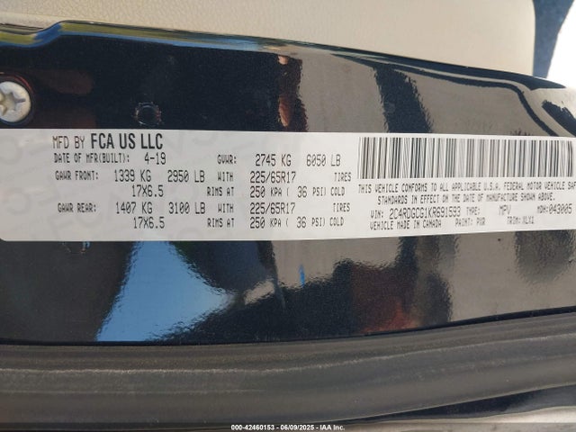Dodge Grand Caravan 2019 2C4RDGCG1KR691593 Image 9