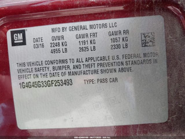 1G4G45G33GF253493 Buick lfx - sidi, vvt, e85 max, alum gm
