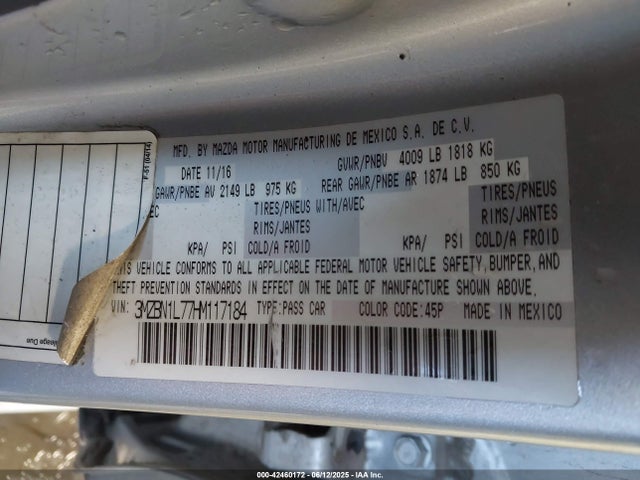3MZBN1L77HM117184 Mazda pe