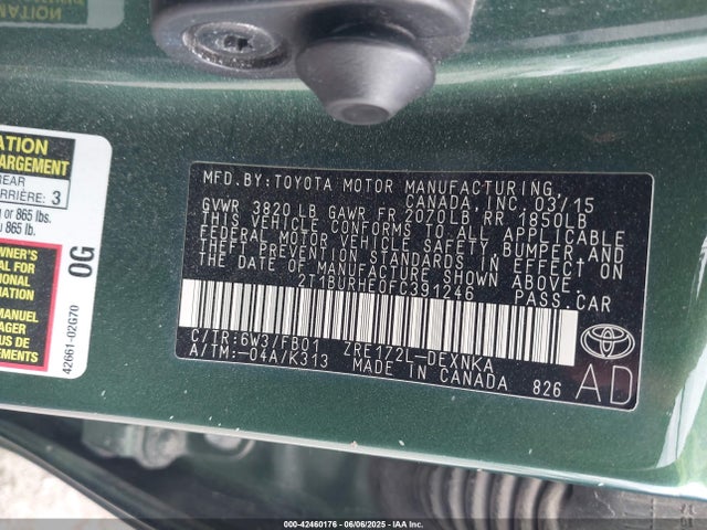 Toyota 2zr-fe 2015 2T1BURHE0FC391246 Image 9
