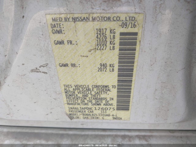 1N4AL3AP0HC126075 Nissan Altima