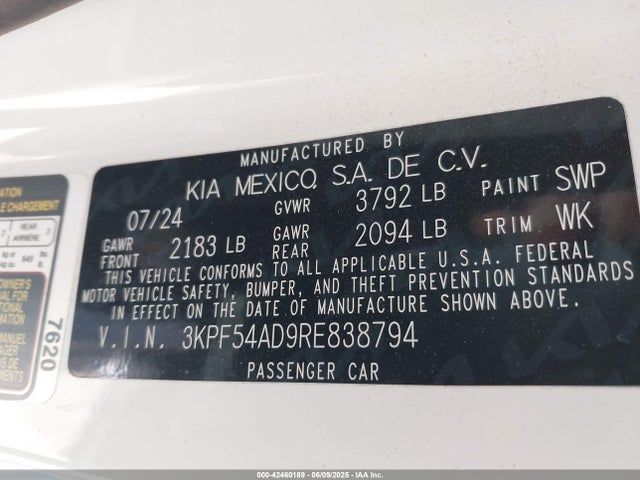 3KPF54AD9RE838794 KIA mpi nu