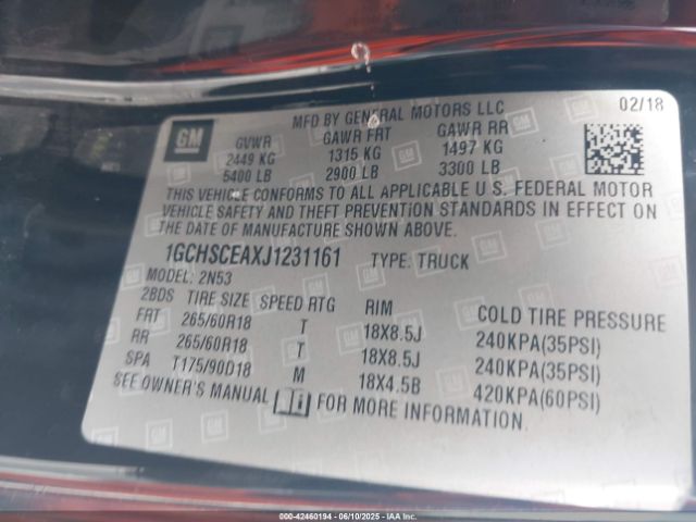 2018 CHEVROLET COLORADO 1GCHSCEAXJ1231161 Photo 8